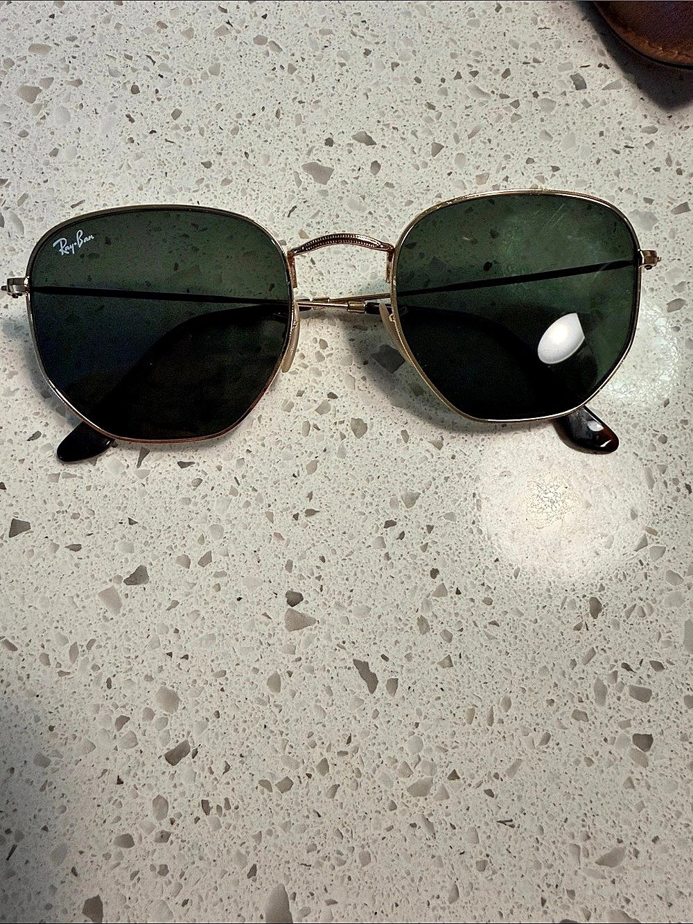 Ray-Ban Hexagonal Flat Lenses Sunglasses Black & Brown Good